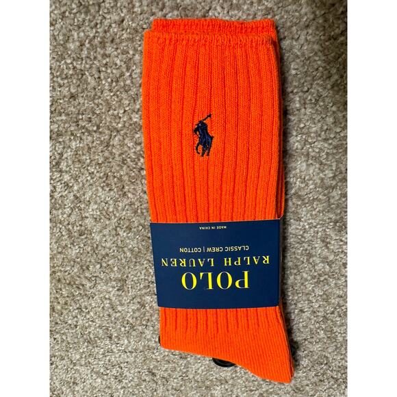 Polo Ralph Lauren Other - New Classic Crew Cotton Polo Ralph Lauren Socks Mens Orange